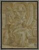 Saint Ambroise coiffé de la mitre, feuilletant un livre, image 1/2