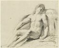 Homme nu, adossé contre un tombeau : étude pour un Christ mort (?), image 1/2