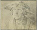 Portrait d'homme, de face, portant un chapeau à larges bords, image 2/2