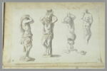 Quatre études de statues (?) : Atlante, terme, triton, figure masculine..., image 2/2