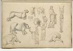 Etude d'après l'antique : statues, animaux et trépied orné d'une lyre, image 1/2
