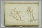 Deux études de figures : femme assise dans une nacelle, tenant des rênes..., image 2/2