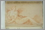 Figure féminine nue ailée, allongée vers la droite, le torse vu de face, image 2/2