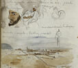 Croquis d'arabes, paysage et notes manuscrites, image 2/4