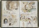 Porte dans la muraille, tombeau, croquis d'arabes, notes manuscrites, image 1/3