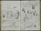 Croquis de cavaliers arabes, notes manuscrites, image 1/3
