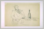 Portrait du peintre Grandjean à table fumant sa pipe, image 2/2