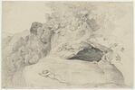 Homme endormi à l'entrée d'un grotte, aux environs du lac de Nemi, image 1/2