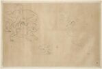 Lion attaquant un cavalier, et trois études de cavalier renversé, image 1/2