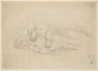 Lion couché sur un homme mort, image 1/2