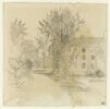 Chemin bordé d'arbres menant à une grande maison, image 1/2
