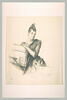 Madame Beraldi, assise, de face, appuyée sur un carton à dessin, image 2/2