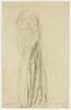 Femme vêtue d'une longue robe, debout, de profil à gauche, image 1/2