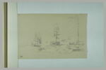 Bateaux en mer avec à droite, le rivage, image 2/2
