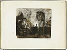 Trois personnages autour d'une table, le soir, image 1/2