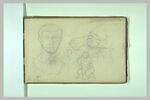 Tête d'homme ; pieds ; figures agenouillée et autres esquisses, image 2/2