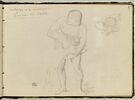 Jeunes homme tenant un chien par la tête ; homme, en buste, image 1/2
