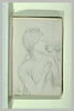 Femme vue à mi-corps, de profil à droite, une colombe au-dessus de l'épaule, image 2/2