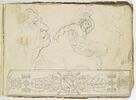 Etudes de têtes et d'une figure nue, image 1/2