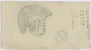 Tête de guerrier antique casqué, et homme en buste, de profil à gauche, image 1/2