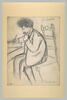 Croquis caricatural d'un homme assis devant une table écrivant : Porto-Riche, image 2/3
