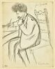 Croquis caricatural d'un homme assis devant une table écrivant : Porto-Riche, image 3/3