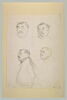 Quatre croquis caricaturaux d'une tête d'homme : Octave Mirbeau, image 2/2