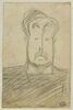 Homme moustachu, vu en buste, de face ; croquis d'un profil d'homme, image 1/2