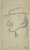 Croquis caricatural d'une tête d'homme, coiffée d'un chapeau : Caran d'Ache, image 1/2