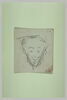 Croquis caricatural d'une tête d'homme, de face, avec une barbiche, image 1/2