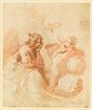 Figure allégorique féminine, ailée, couronnée de feuillages et un angelot, image 1/2
