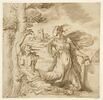 Scène allegorique avec une femme attachée à un arbre, martyrisée..., image 1/2