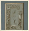 Bordure de tapisserie avec les armes des Farnese et deux croquis, image 1/2