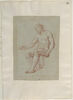 Homme nu, assis, étendant le bras droit, tourné vers la gauche, image 1/2
