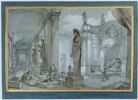 Artistes dessinant dans la cour intérieure du Musée du Capitole à Rome, image 3/3