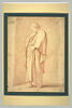 Jeune moine, debout, drapé, de profil, pensif, image 2/2