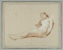 Jeune femme nue, à demi allongée, dormant, image 1/2