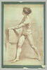 Homme nu, debout, de face, les mains sur un piédestal, image 2/2