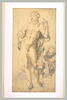 Apollon nu, debout, accoudé sur une lyre et une autre figure, image 2/2