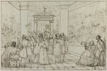 Poussin et diverses figures devant des oeuvres du Guide et du Dominiquin, image 1/2