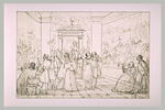 Poussin et diverses figures devant des oeuvres du Guide et du Dominiquin, image 2/2