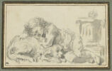 Etude d'un enfant couché et endormi sur un chien, image 1/2