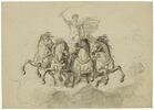 Apollon conduisant un char sur des nuées, traîné par quatre chevaux, vu de face, image 1/2