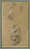 Femme assise tenant un enfant. Figure à mi-corps, vue presque de dos, image 1/2