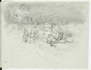 Croquis d'une scène de bataille à l'entrée d'une ville, image 1/2