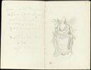Femme assise, de face, tête baissée, étude de sculpture, image 1/2
