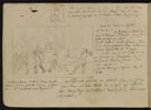 Notes manuscrites, et scène de décapitation, image 1/2