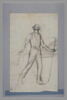 Jeune paysan coiffé d'un chapeau rond, marchant avec un bâton, image 2/2