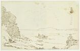 Vue de la côte du Dorset avec l'île de Portland au large et dessin d'une plante, image 1/2