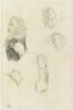 Homme, la main sur sa poitrine : E. Delacroix ; étude de mains, image 1/2